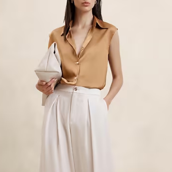 Banana Republic Tops - NWT BANANA REPUBLIC | Collared Satin Blouse XXL/XXXL